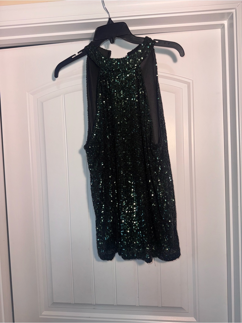 Sequined Halter Top in Dark Green